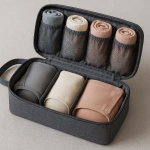Underwear and Sock Organizer for Travel Portable Bra Storage Bag with Dividers and Zipper Pocket for Intimates and Small Accessories Pink